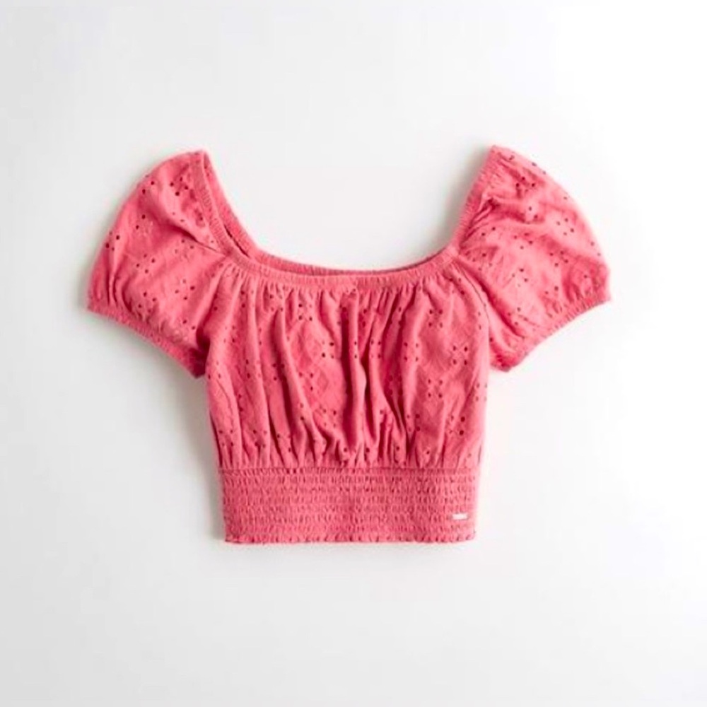 Hollister Eyelet Crop Top Pink